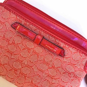 COACH Tomato Red Double ZIP Wristlet